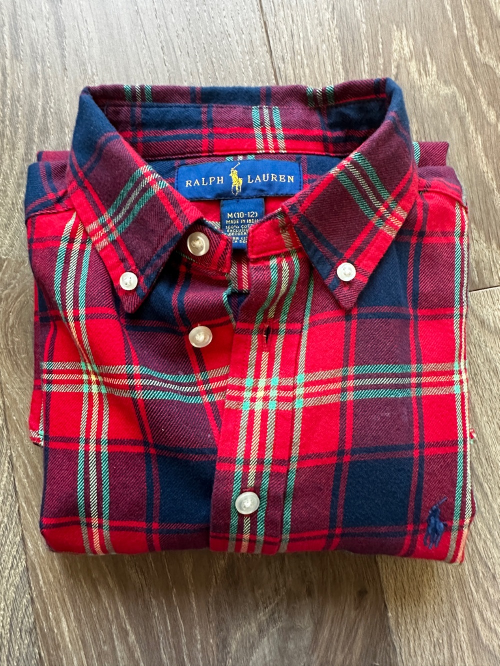 Ralph Lauren Red, Navy & Green Plaid Button-Down Shirt - Kids